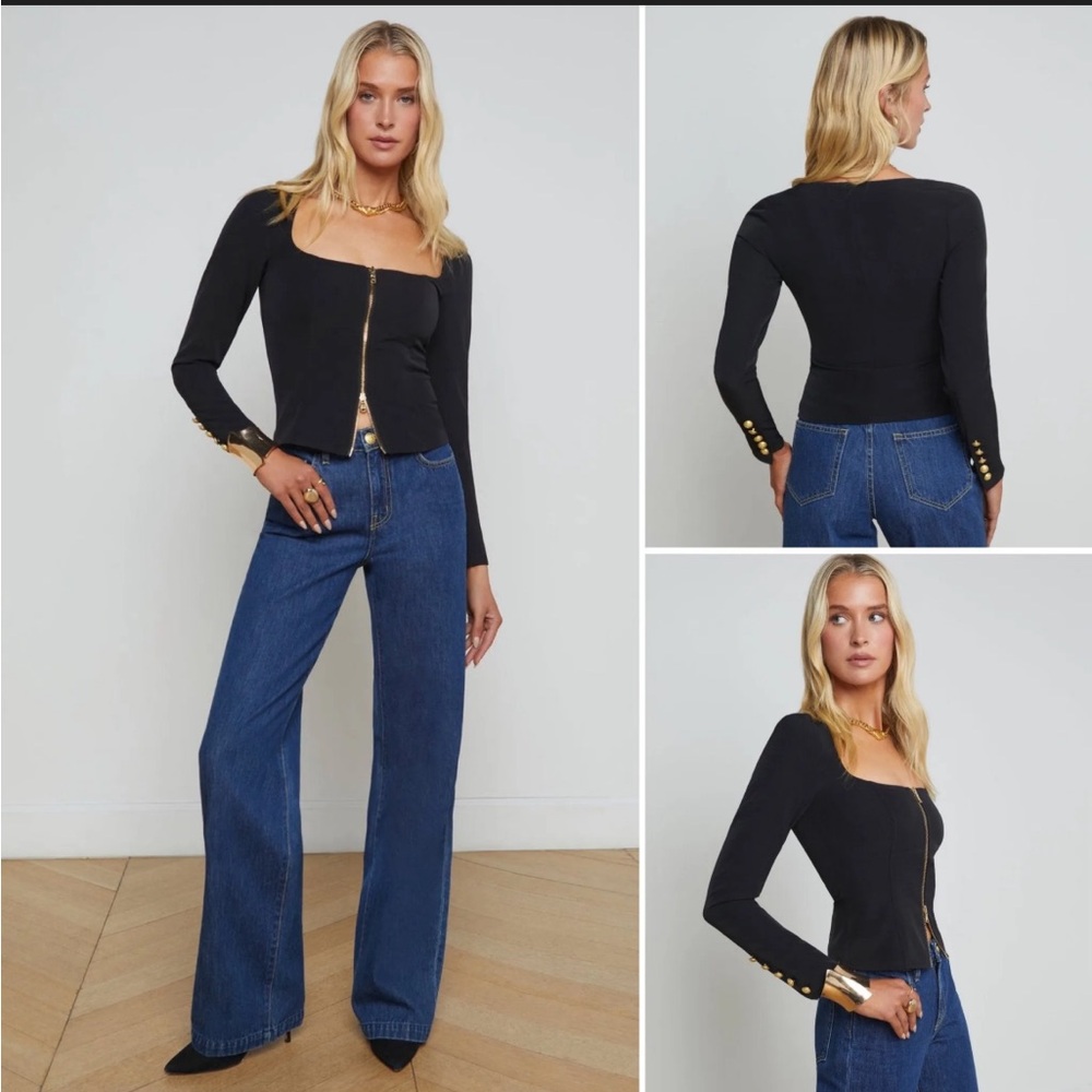 NWT L'AGENCE Ainslee Scoop Neck Top Long Sleeve